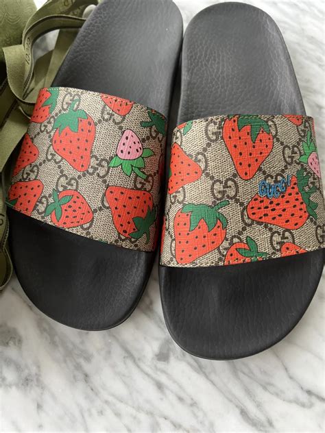 gucci.strawberry slides|Gucci slides pursuit.